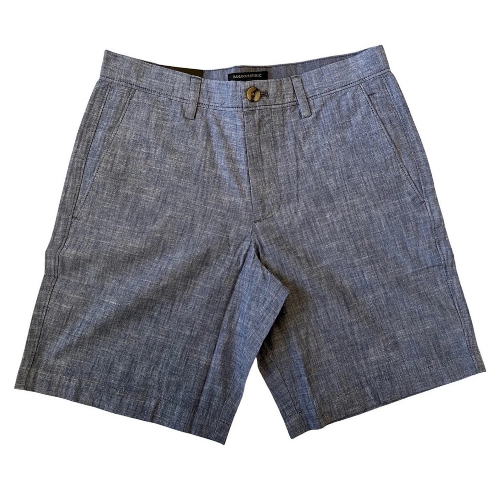BRAND NEW! Banana Republic Mens 29 Chambray Shorts Blue Slim Fit 9 Inch Inseam